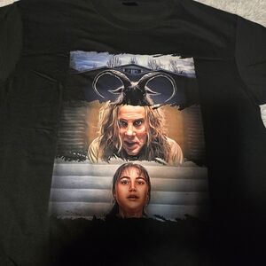 Black Graphic T-Shirt with Horror Design Longlegs Movie